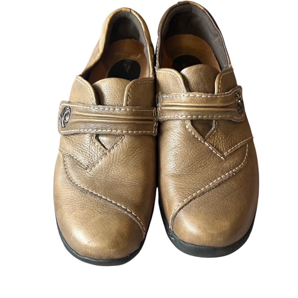 Earth Savin Dark Grey Leather Comfort Shoes Adjustable Strap Womens Size‎ 8B